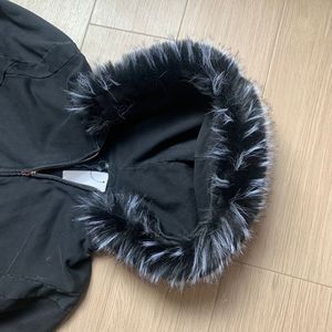 Felpa con Cappuccio OEM Personalizzata in Cotone Pesante con Zip, Stile Vintage con Lavaggio Acido e Pelliccia Sintetica, Modello Corto per Uomo - Product Image 3