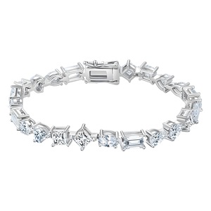 Vente en gros Nouveau Creative 925 Argent D Couleur VVS1Forme Irrégulière Princesse Coeur Ovale Poire Taille Émeraude Moissanite Diamant Bracelets - Product Image 5