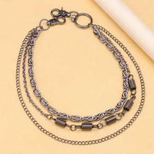 Chaîne de taille style Hip Hop, noir canon, multicouche, en alliage de zinc, unisexe, chaîne de corps tendance pour usage quotidien - Product Image 3