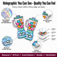 Autocollants découpés sur mesure en vinyle PVC holographique brillant, résistants aux UV, durables et imperméables, pour étiquettes de dessins animés et logos de bougies