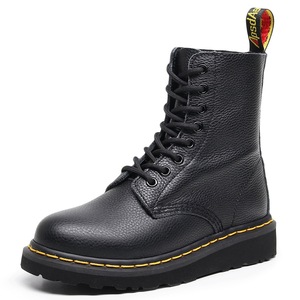 Bottines Martin - Bottines courtes en cuir de vachette souple pour femme, style motard en cuir anglais, bout rond, style tendance - Product Image 2