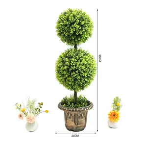 Factory Price UV Artificial grass ball green ivy boxwood preserved boxwood topiary ball
