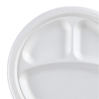 100% Plaque de pâte à papier compostable pour bagasse Assiette jetable à 3 compartiments
