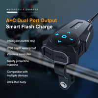 Chargeur rapide pour moto sportive XS01 IP66 étanche en plastique ABS, double port USB + Type C, portée musicale de 500 m, 24W/30W sans fil