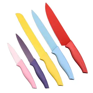 定制专业不锈钢菜刀套装彩色不粘涂层一次性厨师切肉刀实用水果肉刀
