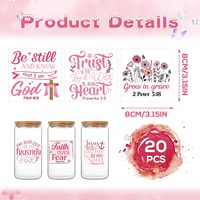 Autocollant personnalisé de style verset biblique rose, transfert UV, vernis mat écologique, logo en relief 3D, film détachable, motif décoratif