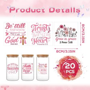 Autocollant personnalisé <span class=keywords><strong>de</strong></span> style verset biblique rose, transfert UV, vernis mat écologique, logo en relief 3D, <span class=keywords><strong>film</strong></span> détachable, motif décoratif - Product Image 2