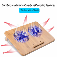 Support de refroidissement en bambou pour ordinateur portable de jeu de 15.6 pouces, support de refroidissement pour ordinateur portable avec Double ventilateur USB