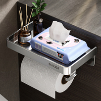 Porte-papier toilette mural TOMU Home, finition chrome satiné brossé, plaque en acier inoxydable SUS 304, design moderne, auto-adhésif, forme carrée