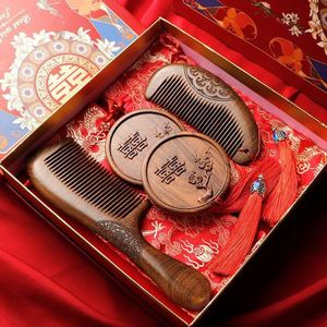 Cadeau de mariage de style traditionnel chinois pour la demoiselle d'honneur, peigne en bois, ensemble de souvenirs, cadeaux de remerciement en gros pour femmes - Product Image 4