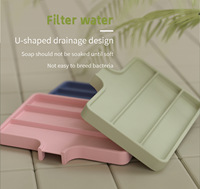Porte-savon incliné avec canal de drainage, antidérapant et flexible, pour douche, salle de bain, comptoir de cuisine