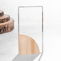 Plaque en bois exquise employé en acrylique clair reconnaissant le présentoir de médaille commémorative d'étape de cadeau