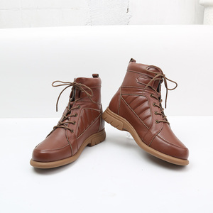Bottes décontractées haut de gamme pour femme, automne-hiver, confortables, mi-mollet, avec semelles souples, fourrure unie, à lacets, tige en cuir de vachette, pour le printemps - Product Image 2