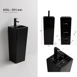 Lavabo de pedestal integrado de cerámica Simple portátil Balcón al aire libre Lavabo de patio - Product Image 6