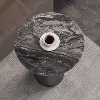 Table d'appoint moderne en pierre naturelle de luxe léger, table d'appoint ronde créative haut de gamme en marbre pour salon