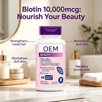 Complément Alimentaire OEM Biotine 10000mcg à Dissolution Rapide Sans Sucre Saveur Fraise 250 Comprimés pour Femmes Enceintes et Croissance des Ongles
