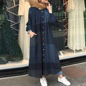<span class=keywords><strong>Boutique</strong></span> Ropa Étnica Hijab nupcial boda largo <span class=keywords><strong>Muslimah</strong></span> de talla grande señora musulmana moda rayas estampado Maxi Abaya vestido - Product Image 4