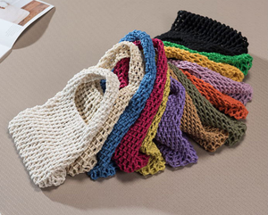 Commercio all'ingrosso <span class=keywords><strong>borsa</strong></span> Tote in corda di <span class=keywords><strong>cotone</strong></span> Color caramello da donna con tessuto a mano - Product Image 3