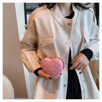Nouveau sac mini en forme de cœur pour femmes, tendance estivale, sacs à main mignons à paillettes pour filles, sac à main de luxe pour femmes