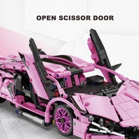 18 Pièces Ensembles de Blocs de Construction Drift Little Pink Cow, Modèle de Voiture de Course en Plastique ABS à l'Échelle 1:14, Jouet pour Enfants de 5 à 7 Ans, Cadeau Unisexe