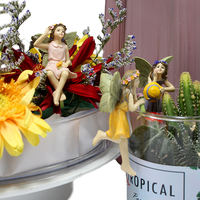 Ensemble de 5 Mini pots de fleurs en résine faits à la main, jolies Figurines de fées décoratives pour un jardin Miniature