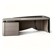 Bureau de direction moderne au design italien, avec plateau incurvé, en bois, avec armoire de rangement, pour le bureau du PDG ou du directeur, mobilier de bureau