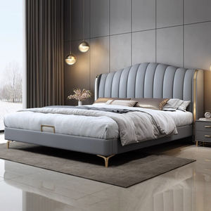 Meubles de chambre à coucher d'hôtel en bois de pin moderne de luxe léger lit King Size double pour ensemble de chambre à coucher - Product Image 2