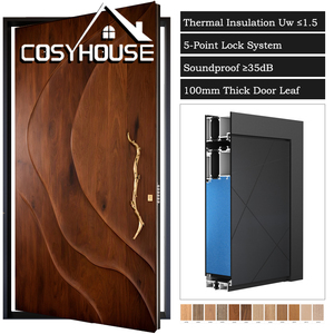 Luxury Marble Finish Main Entrance Door with <b>Smart</b> <b>Lock</b> Modern Aluminum Front Entry Door for Villa Villa House - Product Image 5