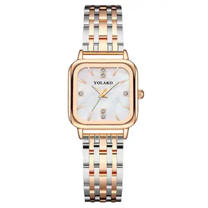 New fashion trend square shell dial women's watch steel band quartz watch manufacturer wholesale