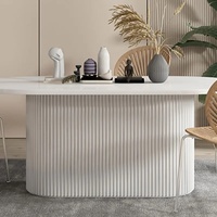 Ensemble table à manger ovale moderne de luxe léger 6 places en bois massif blanc meubles de cuisine et de bureau avec chaises nordiques