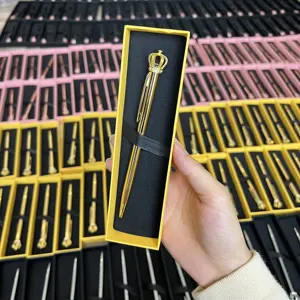 Bel regalo corona superiore con penna a diamante con promozione Logo personalizzata penne a sfera con penna a sfera retrattile metallica sottile con scatola