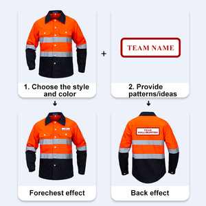 Kemeja seragam kerja garis reflektif, pakaian keamanan industri disesuaikan untuk pria, pakaian konstruksi - Product Image 6