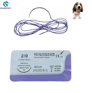 Medical Veterinary Suture Absorbable Polyglycolic Acid PGA Surgical Suture with Needle 90Cm Absorbable Medical Disposable