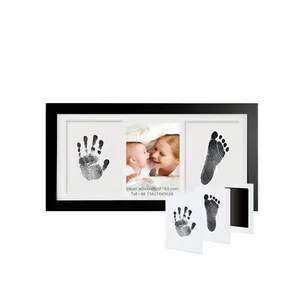 Baby Handprint and Footprint Photo Frame Kit for Newborn Boys and Girls with Safe Clean-Touch Ink Pad for New Parents Gift