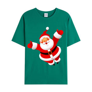 Camiseta Navideña Personalizada al por Mayor en China, 100% Algodón, Holgada, Unisex, de Manga Corta con Estampado de Papá Noel y Reno - Product Image 6