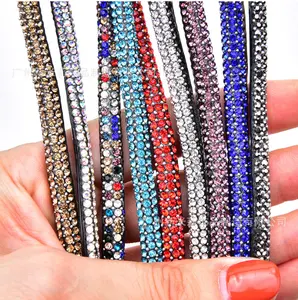 40Cm 3D Bán Nguyệt Rhinestone Strip Ss6 Pha Lê Kim Cương Vành Đai 6 Mét Ống Nóng Chảy Dính Bracelet Cao Su Chuỗi DIY Trang Trí