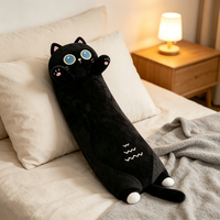 Coussin en peluche chat long Kawaii, animal en peluche de dessin animé pour le confort du sommeil, décoration de canapé et cadeaux