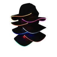 Bordado personalizado Puff impresión 6 Panel Hip Hop Unisex en blanco negro común iluminado Led gorra de béisbol
