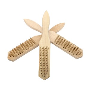 Wooden Handled <b>Wire</b> <b>Brush</b> Steel Bristle Flat Shaped For Rust Removal Sanding Polishing Cleaning Hardware Tool - Product Image 4