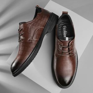 Factory Men's Casual Elegant Autumn/Winter Dress <b>Flats</b> Breathable Cushioning Custom Black Genuine Leather Shoes - Product Image 2