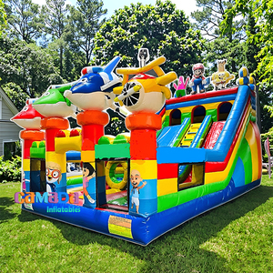 Castello Gonfiabile Commerciale con Scivolo e Percorso a Ostacoli per Bambini, Parco Giochi Gonfiabile a Tema Cane con Ventilatore - Product Image 5