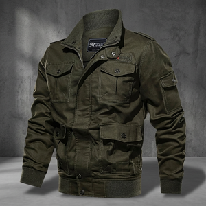 <b>Men</b> Autumn Stand Collar Zipper Plus Large Size Leather <b>Jacket</b> Casual Multiple Pockets <b>Cargo</b> <b>Jacket</b> Waterproof Windproof - Product Image 3