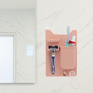 Creative Products 2025 Wall Mounted Toothbrush Holder for <b>Shower</b> Bathroom and Vanity Toothpaste Razor Storage Shelf <b>Accessories</b> - Product Image 2