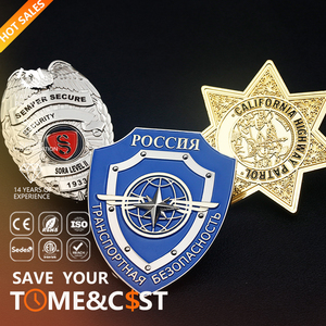 Spilla da balia in metallo incisa all'ingrosso con spille a forma di oliva con Logo di sicurezza <span class=keywords><strong>badge</strong></span> guardia del corpo con portafoglio - Product Image 1