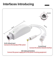 IP66 impermeable aislado 10/100Mbps 48V 12V 1A 15W red exterior CCTV sistemas de seguridad divisor PoE Monitor separador de energía