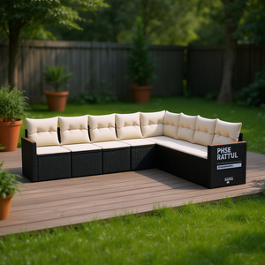 Ensemble de canapés d'extérieur en rotin PE Pabe Rattul, pieds réglables, 7 places, mobilier de jardin et de terrasse, style contemporain - Product Image 2