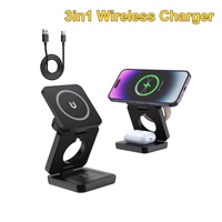 Station de charge sans fil magnétique portable 3 en 1, support de charge pliable pour iPhone, iWatch, AirPods, chargeur multifonctionnel
