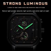 POEDAGAR 628 Montre Homme de Luxe à 3 Aiguilles, Tendance Affaires, Acier Inoxydable, Cuir, Étanche, Lumineuse, Date, Montre-Bracelet pour Hommes
