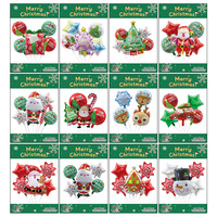 Vente en gros de décorations de Noël en aluminium Mylar gonflables avec ballons en feuille de Noël, motifs de Père Noël mignons, 5 pièces