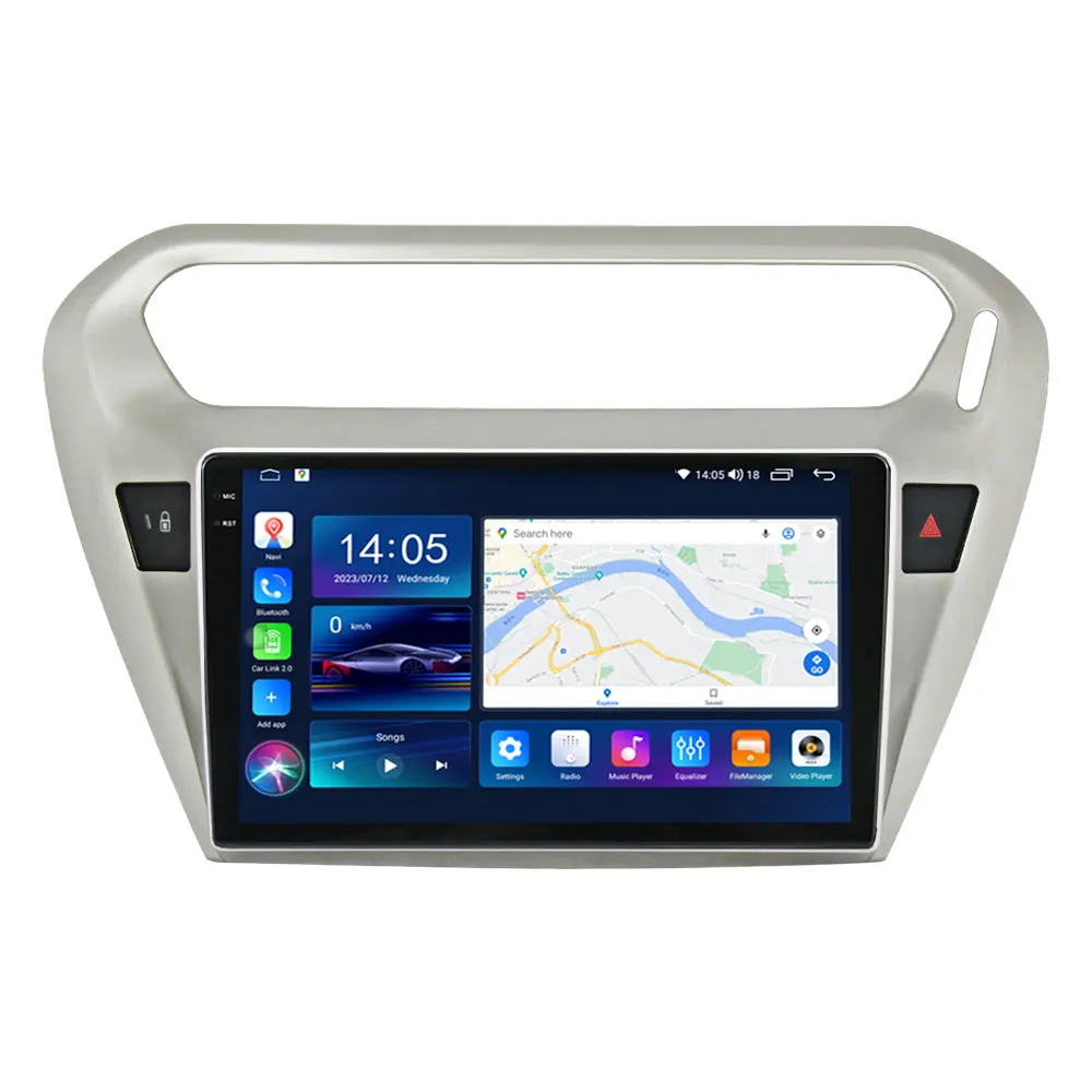 Layar mobil 9 inci Android 13 Octa Core 64GB Carplay otomatis Android 4G LTE Radio mobil untuk Peugeot 308 408 RCZ